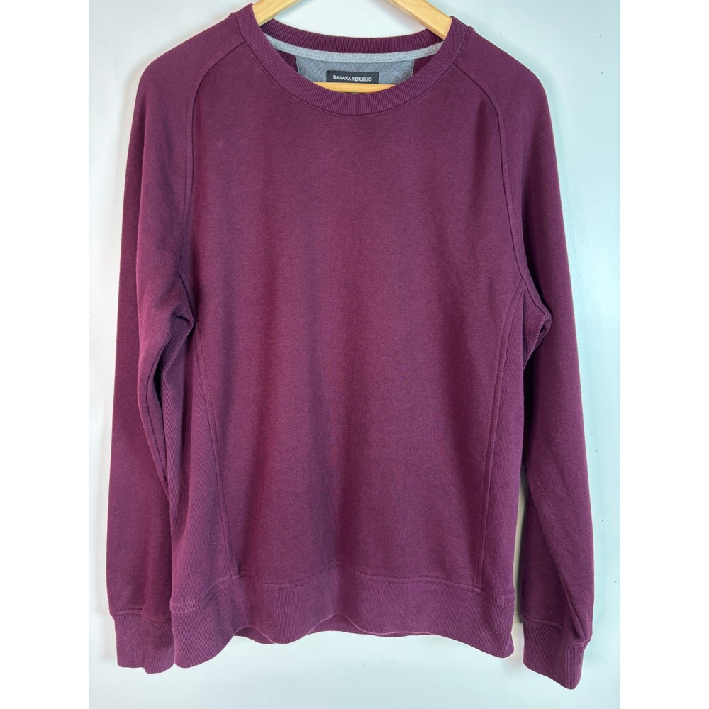 Banana Republic Sweatshirt Medium Maroon Crew Neck‎ Pullover Cotton Raglan Mens